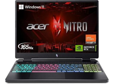 LAPTOP ACER NH.QLLAA.002 NITRO 16 GAMER RYZEN 7 7840HS RTX 4060 PANTALLA IPS WUXGA 165HZ 16' 16GB DDR5 1TB SSD