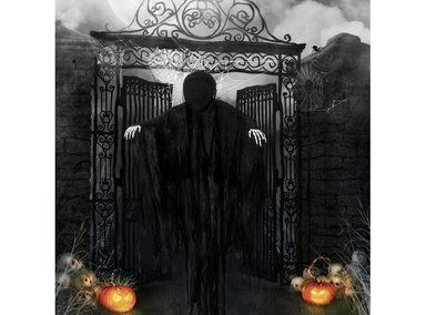 JOYIN DECORACIÓN DE HALLOWEEN DE 160 CM PARA EXTERIORES, FANTASMA COLGANTE SIN CARA OSCURA EN BATA DE TERROR NEGRA - 6