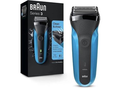 AFEITADORA BRAUN 4210201163367 ELÉCTRICA SERIES 3 310S HOMBRES RECARGABLE USO EN SECO O HÚMEDO AZUL