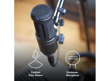 AUDIO-TECHNICA AT2020 MICRÓFONO DE CONDENSADOR CARDIOIDE XLR PARA ESTUDIO EN CASA - 3
