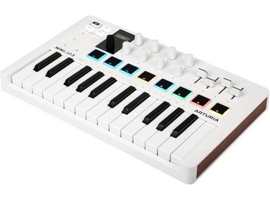 ARTURIA MINILAB 3 - CONTROLADOR MIDI CON SOFTWARE COMPLETO, 25 TECLAS, ALMOHADILLAS MULTICOLOR, COLOR BLANCO