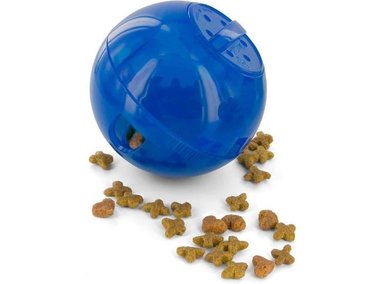 JUGUETE INTERACTIVO GATOS PETSAFE SLIMCAT DISPENSADOR ALIMENTOS FOMENTA EJERCICIO AZUL