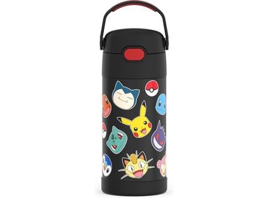 THERMOS FUNTAINER BOTELLA DE AGUA POKÉMON PARA NIÑOS, ACERO INOXIDABLE CON PAJILLA Y AISLAMIENTO AL VACÍO.