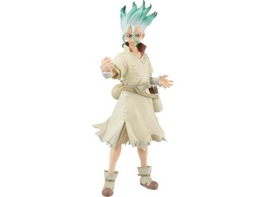 FIGURA DR.STONE DE BANPRESTO MODELO RYUSUI NANAMI Y SENKU ISHIGAMI SOPORTE INCLUIDO.