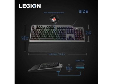 TECLADO LENOVO MECÁNICO K500 RGB CON 16.8 MILLONES COLORES, 3 ZONAS, TECLAS ROJAS Y PROGRAMABLES - 2