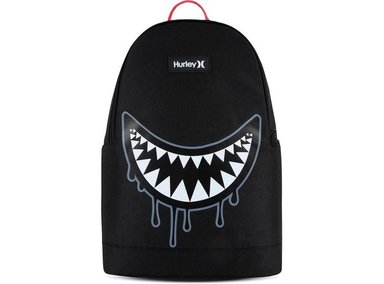 MOCHILA GRÁFICA HURLEY NEGRA PARA ADULTOS, DURADERA CON BOLSILLO PARA BOTELLA Y DISEÑO CÓMODO
