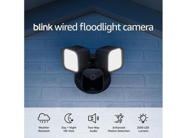 CÁMARA SEGURIDAD BLINK FOCOS FLOODLIGHT INTELIGENTE VISIÓN HD SIRENA COMPATIBILIDAD ALEXA 1 NEGRO