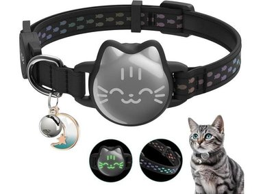 COLLAR GATOS TYPECASE AIRTAG IMPERMEABLE Y REFLECTANTE CON SOPORTE IDEAL MONITOREAR