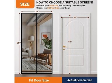PANTALLA UNALUKA SCREEN DOOR MALLA MAGNÉTICA MANTIENE INSECTOS FUERA RESISTENTE MASCOTAS NIÑOS VIDRIO NEGRO 32X82CM - 2