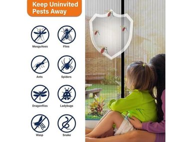PANTALLA UNALUKA SCREEN DOOR MALLA MAGNÉTICA MANTIENE INSECTOS FUERA RESISTENTE MASCOTAS NIÑOS VIDRIO NEGRO 32X82CM - 5