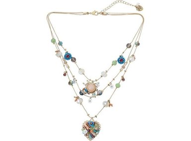 COLLAR BETSEY JOHNSON B10288-N01 MUJER EN CAPAS CON DIJES MARIPOSA DISEÑO COLORIDO Y DELICADO