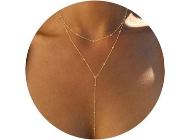 COLLAR UNALUKA GOLD FOXGIRL MODA CON CADENA CIRCONITAS Y CHAPADO EN ORO 14K