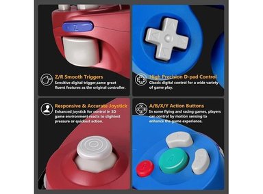 CONTROLADOR CLÁSICO UNALUKA GAMECUBE CON CABLE COMPATIBLE CON NINTENDO WII SWITCH TECNOLOGÍA USB - 3