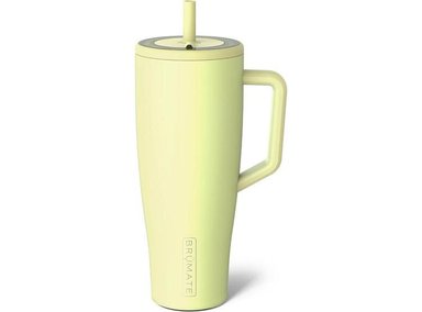 VASO TÉRMICO CON ASA Y PAJILLA SIN FUGAS BRÜMATE ERA TAPA DE ACERO INOXIDABLE COMPATIBLE PORTAVASOS ESTÁNDAR