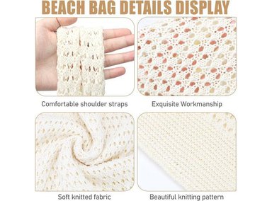 BOLSO HATISAN BOLSA GANCHILLO MUJER IDEAL PLAYA VACACIONES DISEÑO LIGERO MATERIAL DURADERO - 4