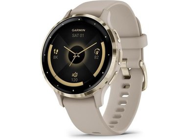 SMARTWATCH GARMIN 010-02785-02 GRIS OSCURO VENU 3S DORADO SUAVE BISEL PANTALLA AMOLED Y CORREA SILICONA
