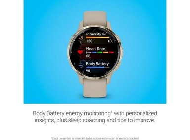 SMARTWATCH GARMIN 010-02785-02 GRIS OSCURO VENU 3S DORADO SUAVE BISEL PANTALLA AMOLED Y CORREA SILICONA - 3
