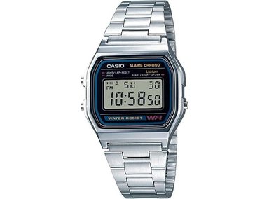RELOJ CASIO G-SHOCK UNISEX DIGITAL A158WA CON CRONÓMETRO ALARMA RESISTENTE AL AGUA LUZ LED Y BATERÍA 7 AÑOS