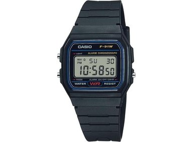 RELOJ CASIO G-SHOCK DIGITAL F-91W-1X F91W CON ALARMA LUZ LED RESISTENTE AL AGUA Y BATERÍA 7 AÑOS