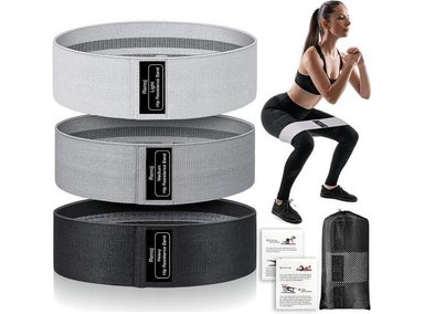 BANDAS RESISTENCIA UNALUKA RB3-NEGROS RENOJ EJERCICIO  SET 3 ANTIDESLIZANTES GLÚTEOS Y PIERNAS