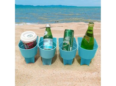 PORTAVASOS PLAYA UNALUKA BEACH CUP HOLDER AZUL BEBÉ MULTIFUNCIONAL BOLSILLO TELÉFONO Y LLAVES IDEAL EN ARENA