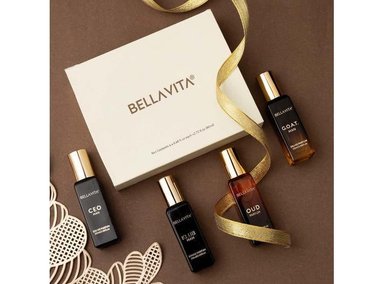 SET PERFUMES BELLAVITA MPS-01 LUJO HOMBRE ESENCIA AMADERADA CÍTRICA INCLUYE KLUB OUD CEO G.O.A.T - 5