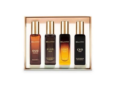 SET PERFUMES BELLAVITA MPS-01 LUJO HOMBRE ESENCIA AMADERADA CÍTRICA INCLUYE KLUB OUD CEO G.O.A.T - 6