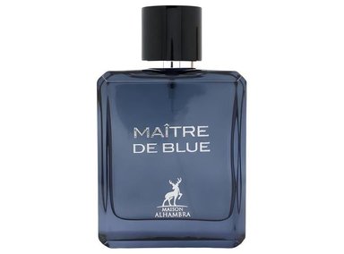 MAISON ALHAMBRA MAITRE DE BLUE EAU DE PARFUM SPRAY, FRAGANCIA CÍTRICA Y AMADERADA MASCULINA