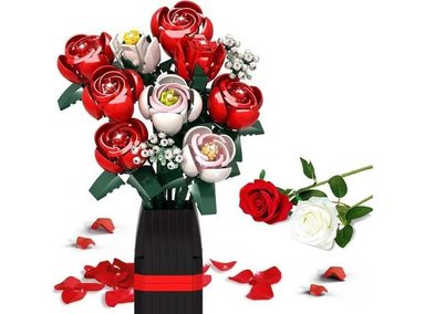 KIT RAMO FLORES WIDELAND 11007 ROSAS ROJAS 841 FLORES ARTIFICIALES CON JARRÓN