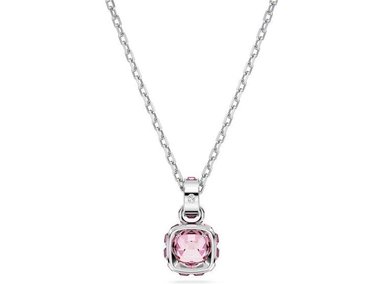 COLLAR COLGANTE SWAROVSKI CON PIEDRA ROSA EN CORTE CUADRADO, ELEGANTE Y SOFISTICADO - 3