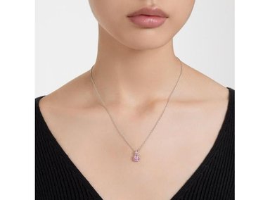 COLLAR COLGANTE SWAROVSKI CON PIEDRA ROSA EN CORTE CUADRADO, ELEGANTE Y SOFISTICADO - 4