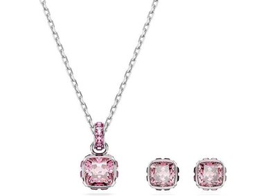 COLLAR COLGANTE SWAROVSKI CON PIEDRA ROSA EN CORTE CUADRADO, ELEGANTE Y SOFISTICADO - 6