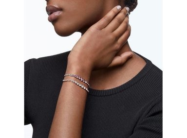 PULSERA SWAROVSKI EMILY CON CRISTALES TRANSPARENTES, AZULES Y ROSADOS, DISEÑO AJUSTABLE Y ELEGANTE CON CIERRE DE BOLO - 4