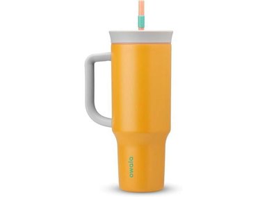 VASO DE VIAJE DE ACERO INOXIDABLE DE TRIPLE CAPA OWALA CON TAPA RESISTENTE A DERRAMES, PAJILLA Y ASA DE TRANSPORTE, SIN BPA