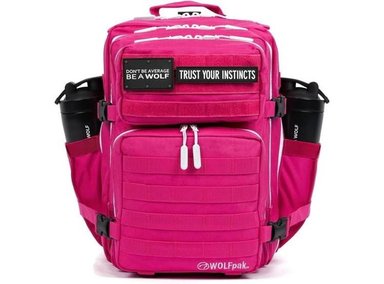 MOCHILA TÁCTICA WOLFPAK DIOSA ROSA CON DETALLES NEGROS, PARA ACTIVIDADES AL AIRE LIBRE, RESISTENTE AL AGUA