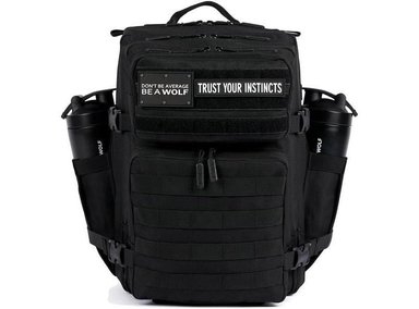 MOCHILA TÁCTICA 35L WOLFPAK NEGRA, RESISTENTE AL AGUA Y PERSONALIZABLE, PARA VIAJES Y USO DIARIO