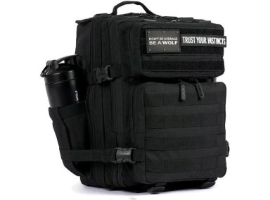 WOLFPAK MOCHILA NEGRO ALPHA DE 25L, RESISTENTE AL AGUA, IDEAL PARA VIAJE O USO DIARIO, CON COMPARTIMENTO SEGURO