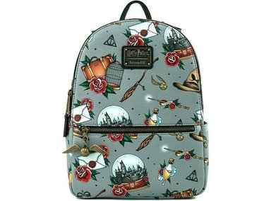 BOLSO HOMBRO LOUNGEFLY HPBK0034 MULTICOLOR DISEÑO TATUAJE HARRY POTTER MUJER CON CORREAS AJUSTABLES Y ASA SUPERIOR