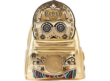 BOLSO LOUNGEFLY STBK0366 MULTICOLOR STAR WARS C-3PO BORDADO CORREA DOBLE MUJER DISEÑO DÍA LOS MUERTOS