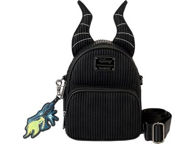 BOLSOS LOUNGEFLY WDBK3825 CUERO VEGANO NEGRO DISNEY VILLAINS MALEFICENT MOCHILA CONVERTIBLE CON DETALLES PLOMIZOS