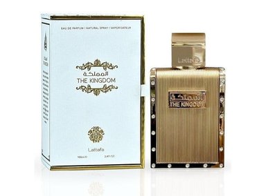 LATTAFA THE KINGDOM EAU DE PARFUM SPRAY PARA HOMBRE CON NOTAS DE SALVIA, TABACO Y FRIJOL TONKA AROMÁTICO