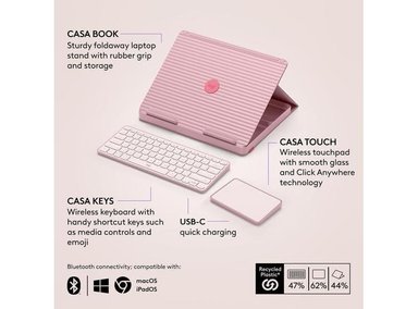KIT DE ESCRITORIO LOGITECH CASA CON SOPORTE PARA LAPTOP TECLADO INALÁMBRICO Y PANEL TÁCTIL COMPATIBLE CON VARIOS DISPOSITIVOS - 5