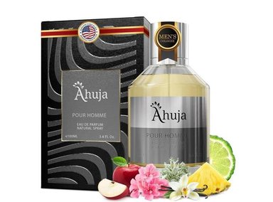 AHUJA POUR HOMME EAU DE PARFUM - FRAGANCIA MASCULINA DURADERA CON CÍTRICOS, MANZANA Y GERANIO