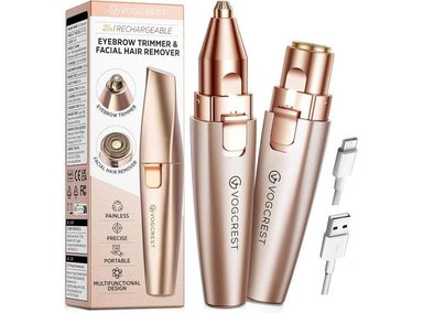 RECORTADORA RECARGABLE 2 EN 1 CON LUZ LED PARA CEJAS Y FACIAL, DISEÑO PORTÁTIL PARA TODO TIPO DE PIEL