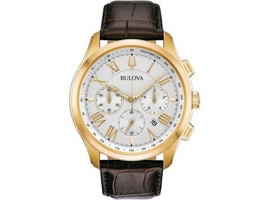 BULOVA RELOJ PARA HOMBRE CON CORREA MARRÓN Y CRONÓGRAFO CLÁSICO DE ACERO INOXIDABLE
