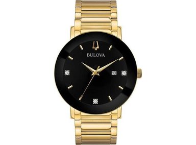 RELOJ BULOVA DE CUARZO PARA HOMBRE CON DIAMANTES EN LA ESFERA Y CRISTAL AMPLIADO, RESISTENTE AL AGUA HASTA 30 M