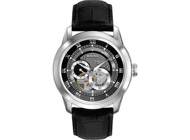 RELOJ BULOVA SUTTON AUTOMÁTICO MASCULINO CON SUBESFERA DE 24 HORAS, ESQUELETO Y LUMINOSIDAD, IDEAL PARA ESTILO CLÁSICO
