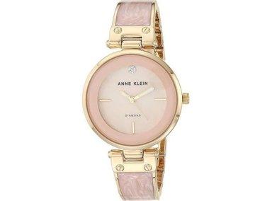 RELOJ ANNE KLEIN CON DIAMANTE GENUINO, BRAZALETE DE TONOS ROSA Y ORO, RESISTENTE AL AGUA