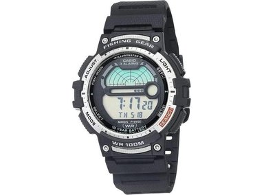 RELOJ CASIO FISHING TIMER QUARTZ CON CORREA DE RESINA Y FUNCIONES PARA PESCA, RESISTENTE AL AGUA