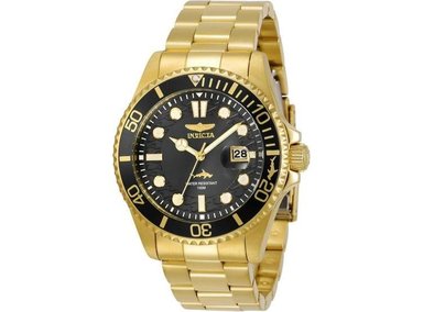RELOJ PARA HOMBRE INVICTA PRO DIVER 30026 CON CORREA DE ACERO INOXIDABLE DORADO Y ESFERA NEGRA, RESISTENTE AL AGUA